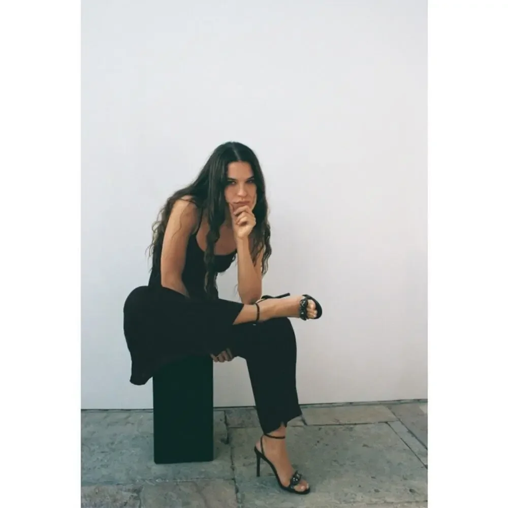 Zara EMBELLISHED VINYL HEELED SANDALS - Picture 7 of 16